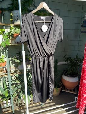 Revolve Exclusive Toby Heart Ginger x Love India Black Plunge Slit Midi Dress